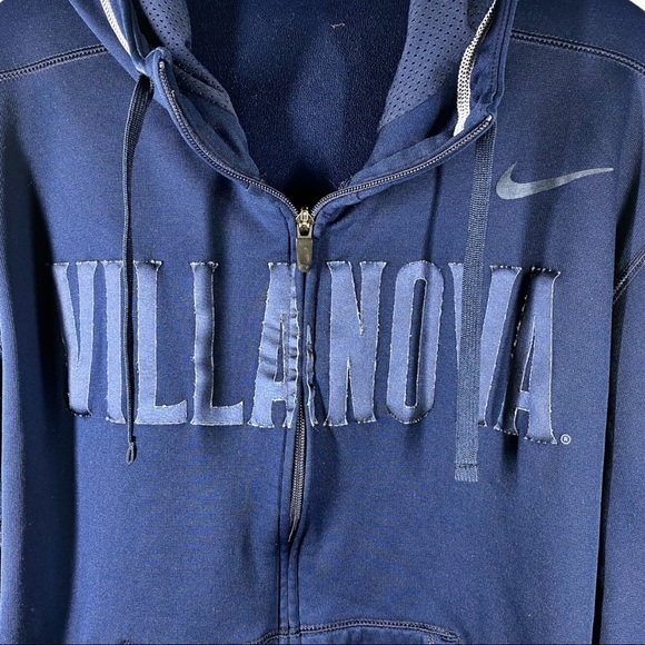 NIKE Villanova Unisex Full Zip Therma Fit Logo Hoodie Jacket Navy Blue, Size M - Picture 5 of 10